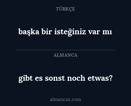 gibt es sonst noch etwas? - başka bir isteğiniz var mı