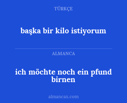 ich möchte noch ein pfund birnen - başka bir kilo istiyorum