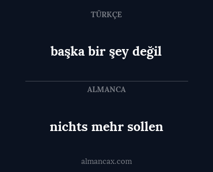 başka bir şey değil - nichts mehr sollen