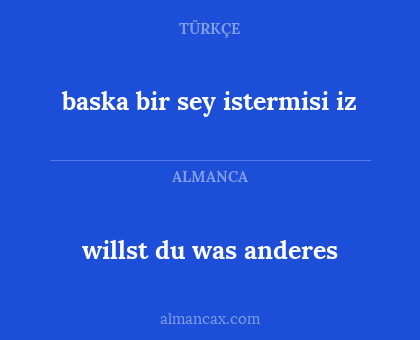 willst du was anderes - baska bir sey istermisi iz