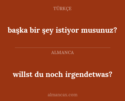 başka bir şey istiyor musunuz? - willst du noch irgendetwas?