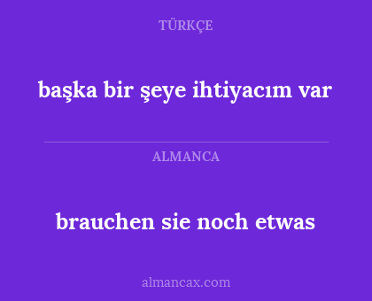 brauchen sie noch etwas - başka bir şeye ihtiyacım var