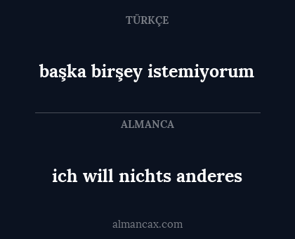 başka birşey istemiyorum - ich will nichts anderes