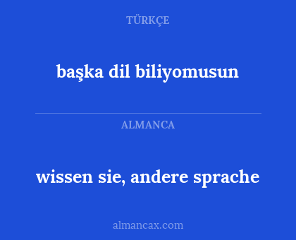 başka dil biliyomusun - wissen sie, andere sprache