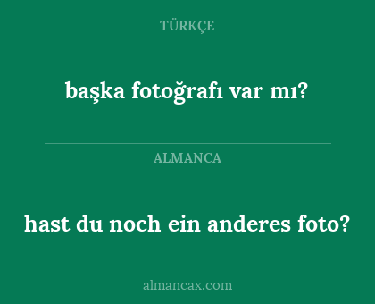 hast du noch ein anderes foto? - başka fotoğrafı var mı?