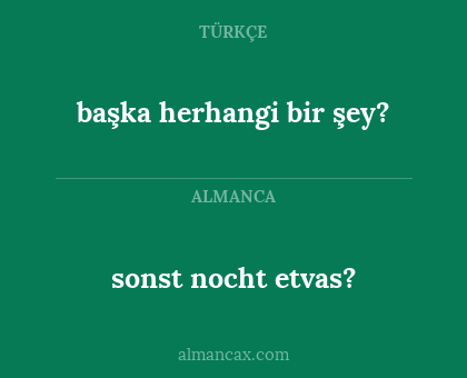 başka herhangi bir şey? - sonst nocht etvas?