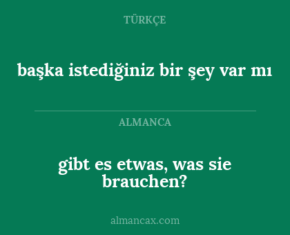 başka istediğiniz bir şey var mı - gibt es etwas, was sie brauchen?