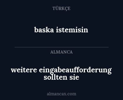 baska istemisin - weitere eingabeaufforderung sollten sie
