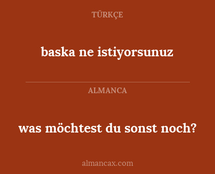 was möchtest du sonst noch? - baska ne istiyorsunuz