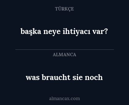 başka neye ihtiyacı var? - was braucht sie noch