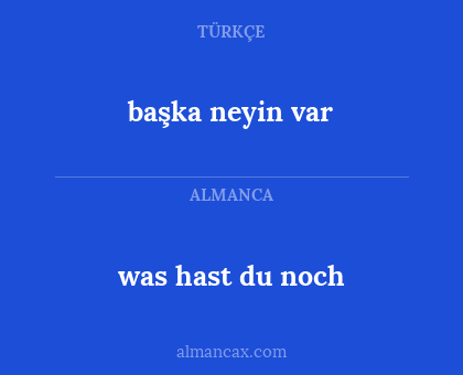başka neyin var - was hast du noch