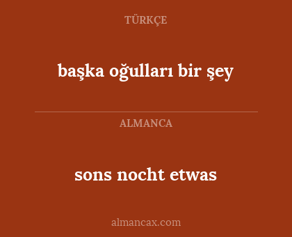 sons nocht etwas - başka oğulları bir şey