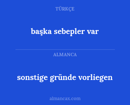 başka sebepler var - sonstige gründe vorliegen