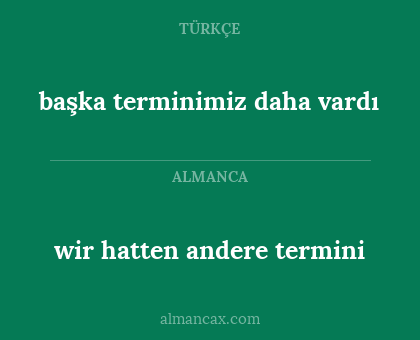 başka terminimiz daha vardı - wir hatten andere termini