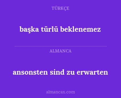 ansonsten sind zu erwarten - başka türlü beklenemez