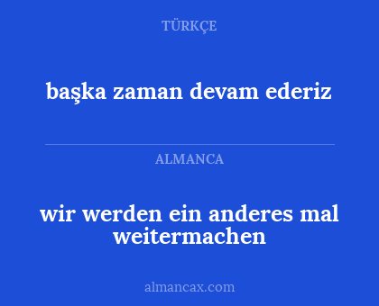 başka zaman devam ederiz - wir werden ein anderes mal weitermachen