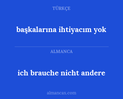 ich brauche nicht andere - başkalarına ihtiyacım yok