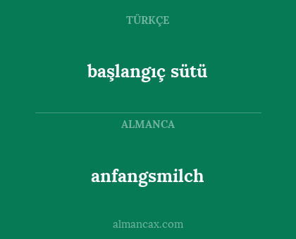 anfangsmilch - başlangıç sütü