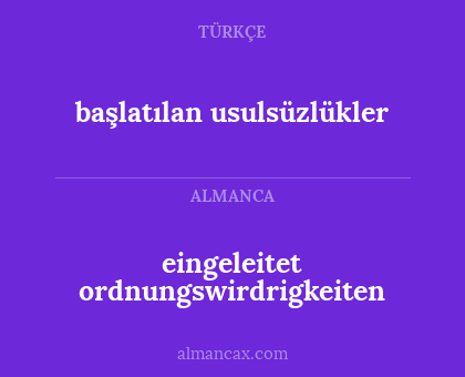 başlatılan usulsüzlükler - eingeleitet ordnungswirdrigkeiten