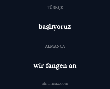 başlıyoruz - wir fangen an