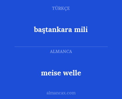 meise welle - baştankara mili