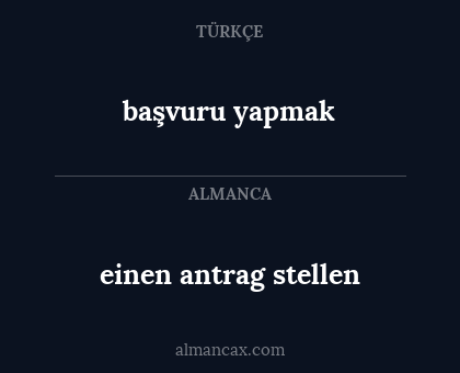 başvuru yapmak - einen antrag stellen