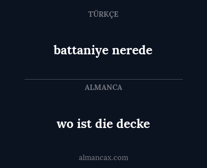 battaniye nerede - wo ist die decke