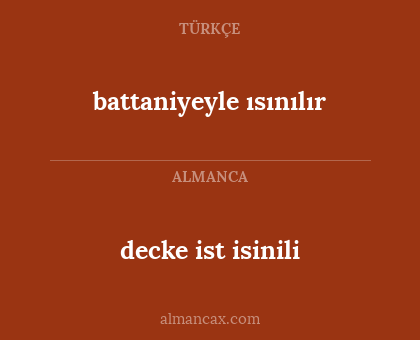 battaniyeyle ısınılır - decke ist isinili