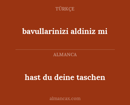 hast du deine taschen - bavullarinizi aldiniz mi