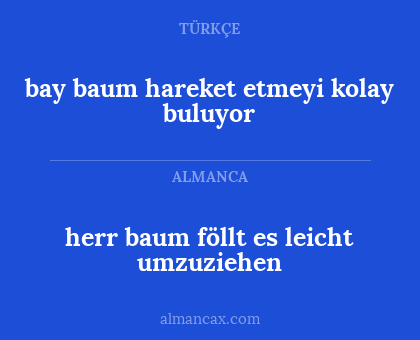 bay baum hareket etmeyi kolay buluyor - herr baum föllt es leicht umzuziehen