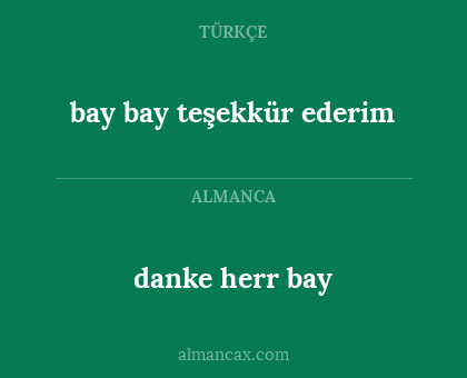 danke herr bay - bay bay teşekkür ederim