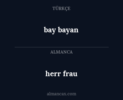 bay bayan - herr frau