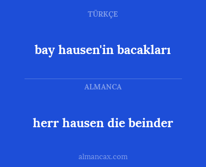 herr hausen die beinder - bay hausen'in bacakları