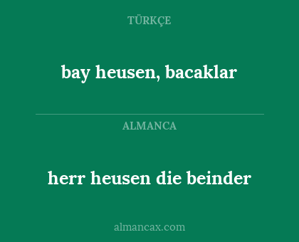 bay heusen, bacaklar - herr heusen die beinder