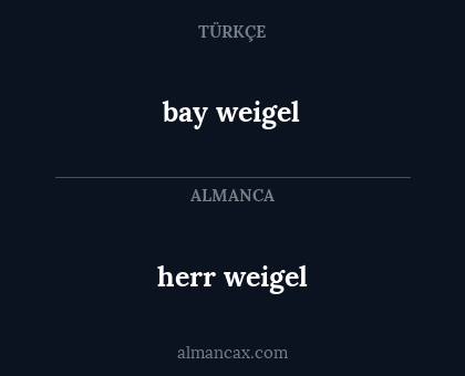 herr weigel - bay weigel