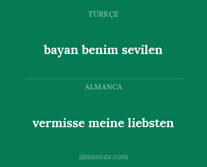 vermisse meine liebsten - bayan benim sevilen