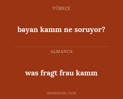 bayan kamm ne soruyor? - was fragt frau kamm
