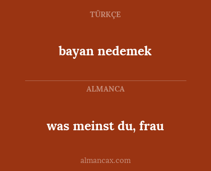 bayan nedemek - was meinst du, frau