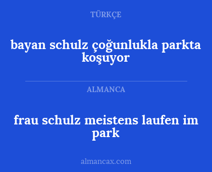 bayan schulz çoğunlukla parkta koşuyor - frau schulz meistens laufen im park