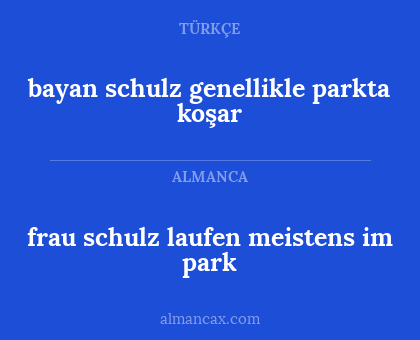 frau schulz laufen meistens im park - bayan schulz genellikle parkta koşar