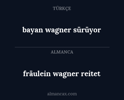 fräulein wagner reitet - bayan wagner sürüyor