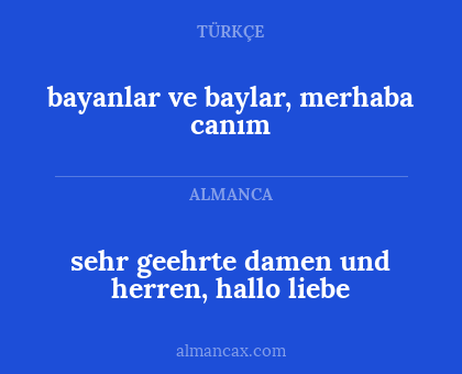 sehr geehrte damen und herren,
hallo liebe - bayanlar ve baylar, merhaba canım