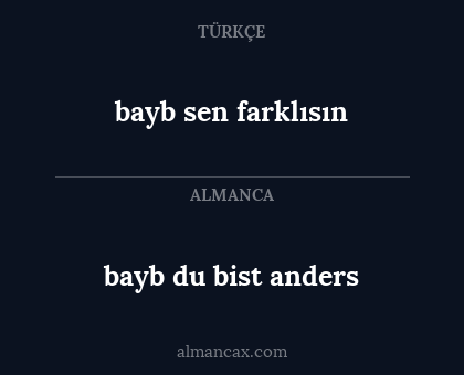 bayb du bist anders - bayb sen farklısın