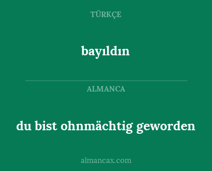 du bist ohnmächtig geworden - bayıldın