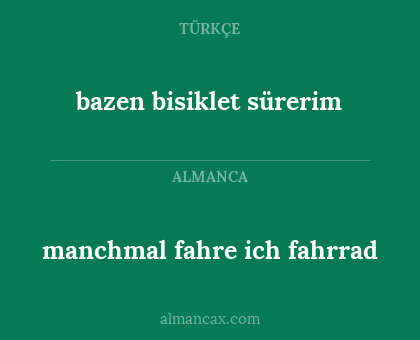 manchmal fahre ich fahrrad - bazen bisiklet sürerim