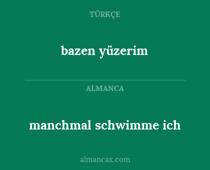 manchmal schwimme ich - bazen yüzerim