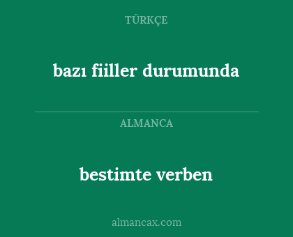 bestimte verben - bazı fiiller durumunda