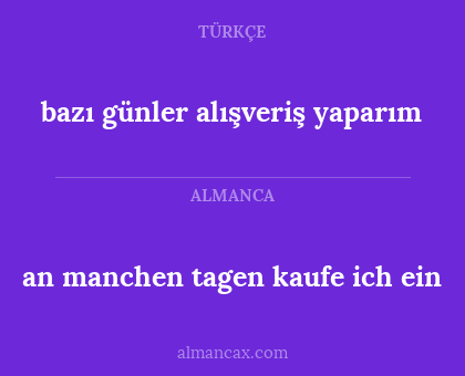bazı günler alışveriş yaparım - an manchen tagen kaufe ich ein