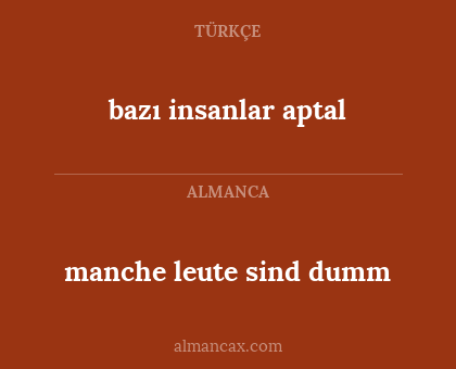 manche leute sind dumm - bazı insanlar aptal