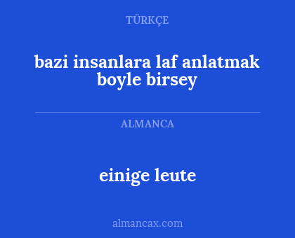 einige leute - bazi insanlara laf anlatmak boyle birsey